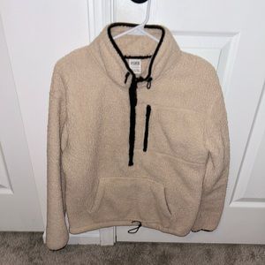 PINK Cream Colored Sherpa Quarter-zip